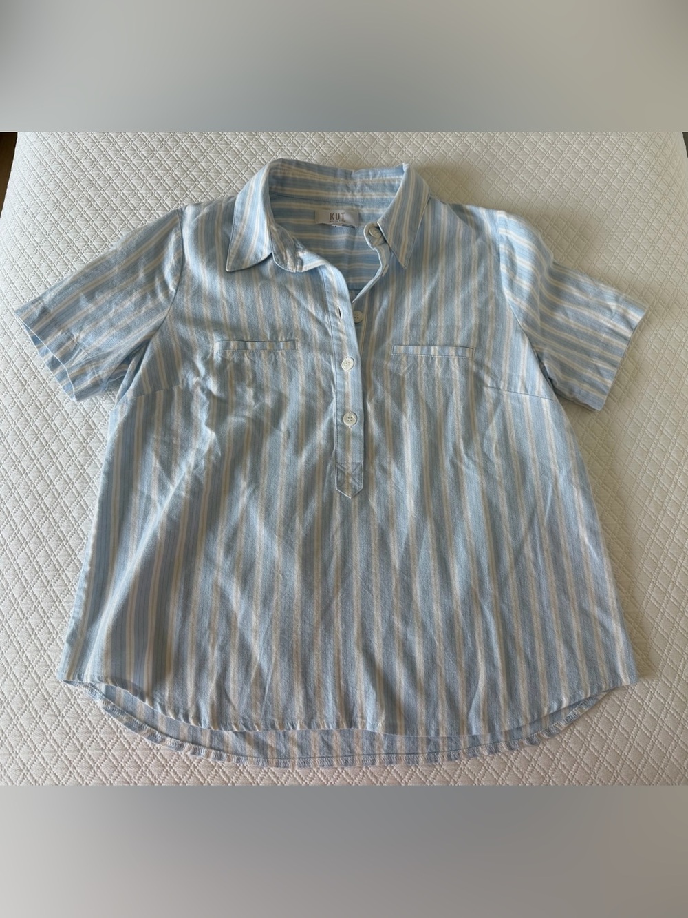 Kut from the Kloth Blue and White Striped Button Shirt